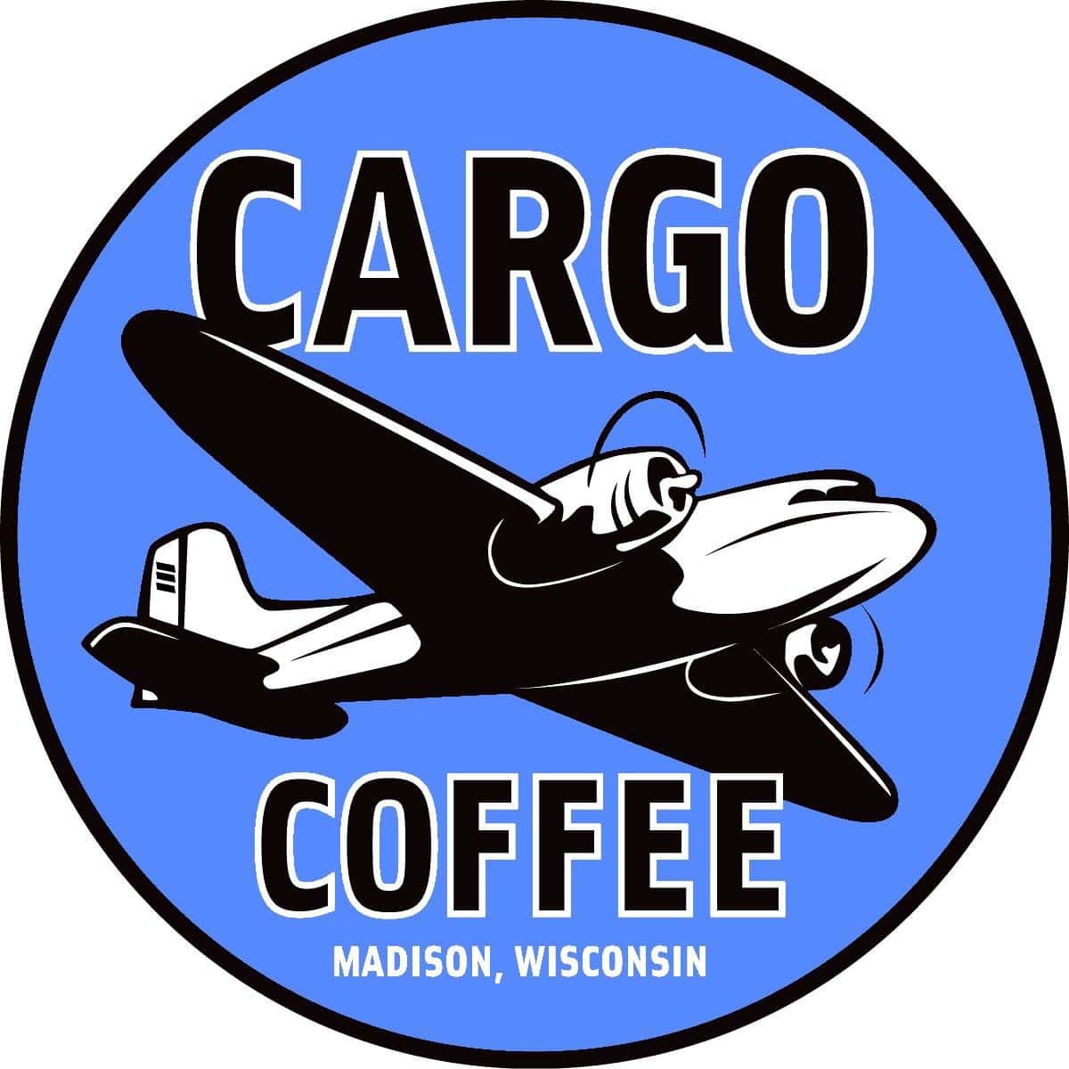 Cargo Coffee logo with airplane graphic.